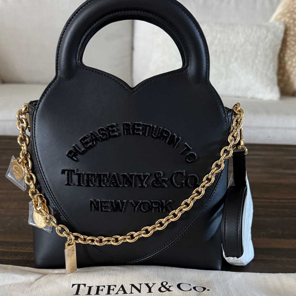 Tiffany & Co. Black Crossbody Bag with Gold Chain VIRAL